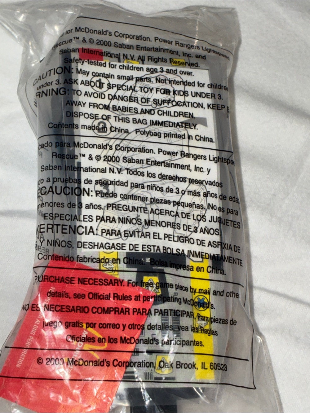 McDonald's Yellow & Blue Power Rangers Rescue Pullback Train Toy 2000 - Picture 3 of 5